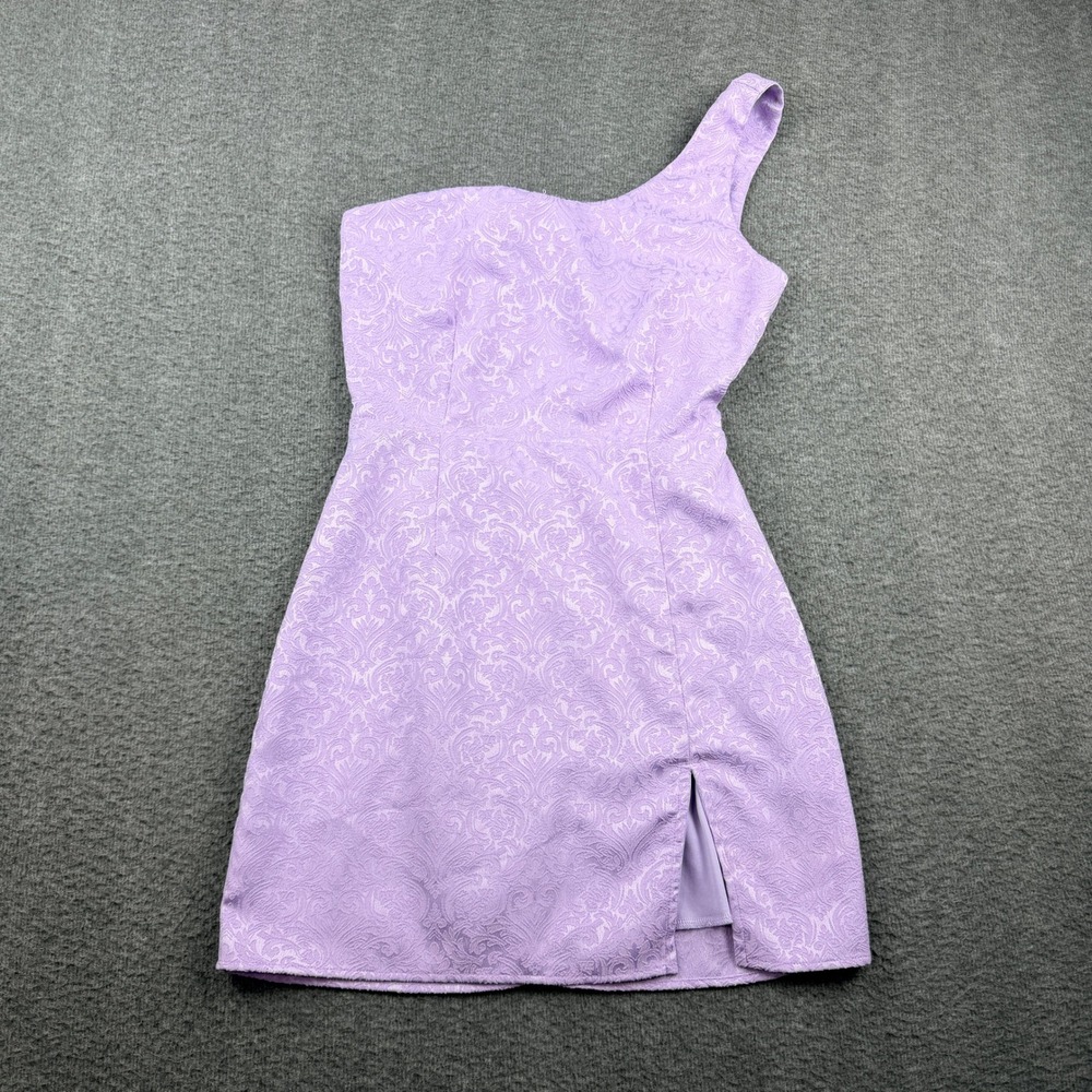 Lucy In The Sky Lavender Damask Women's S Small One Shoulder Mini Dress